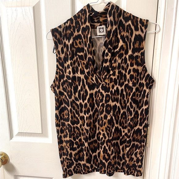 Anne Klein Animal Print Sleeveless Blouse - Picture 1 of 7